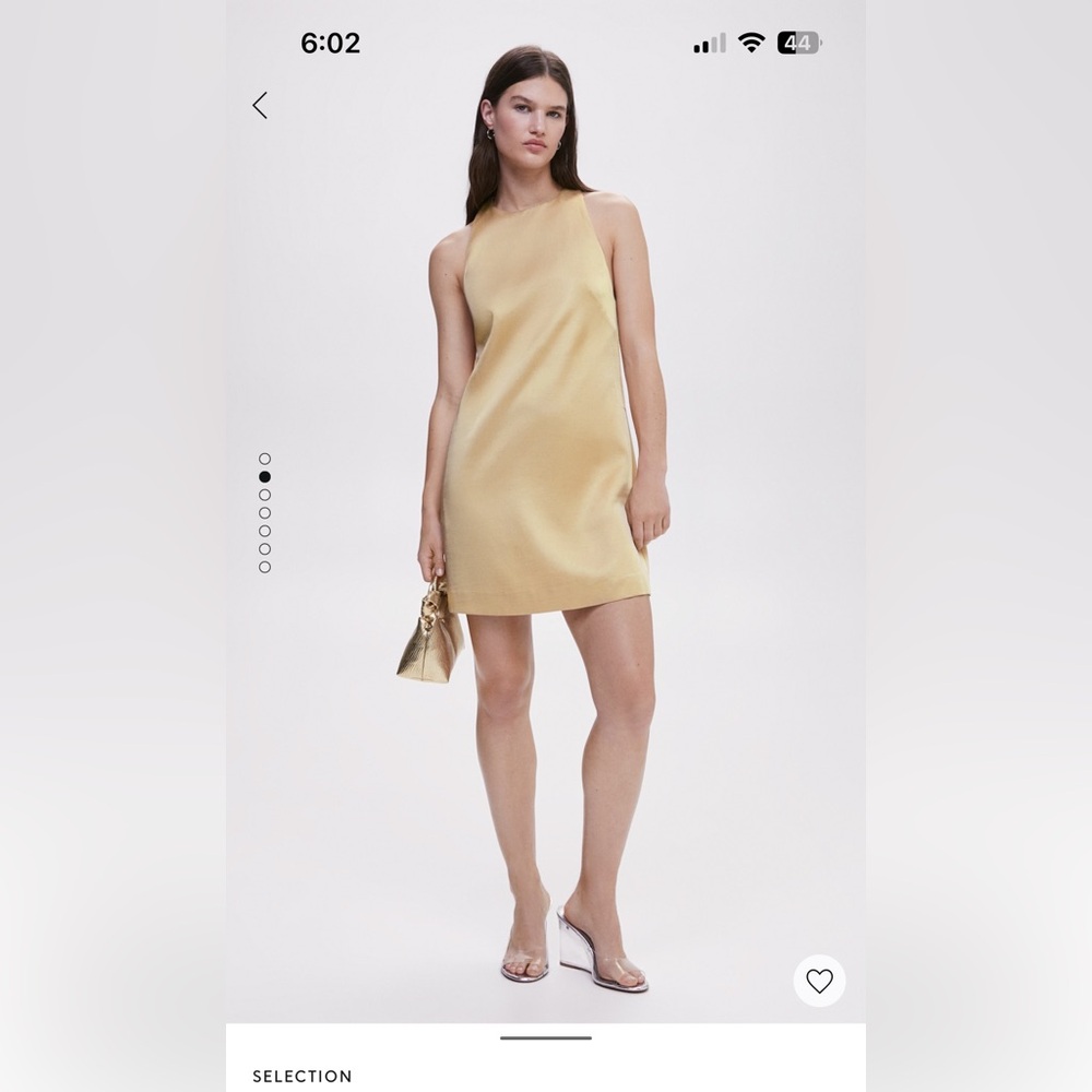 Mango- short satin gold dress. Never worn!